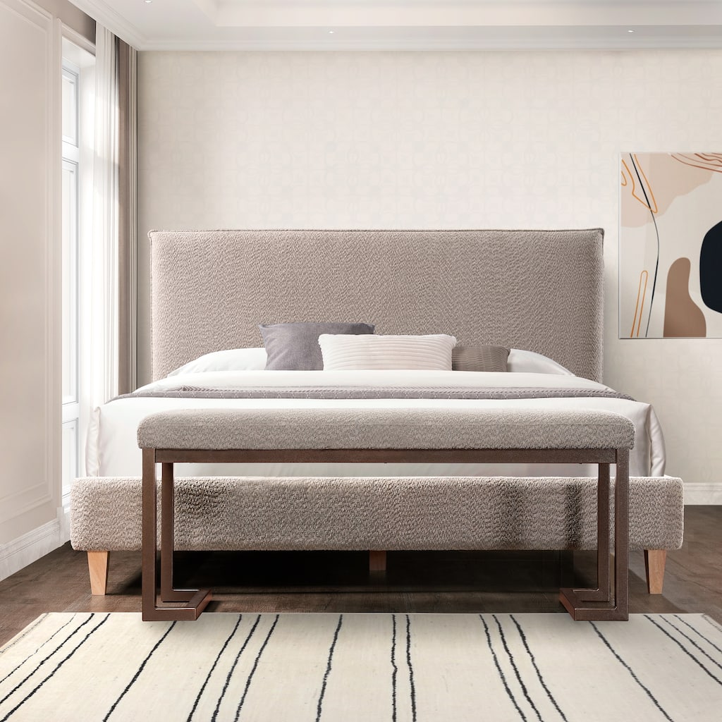 Luxury Bedroom End of Bed Bench Indoor Bench Casual Stool, Dining Room Stool Decorative Stool with Metal Frame