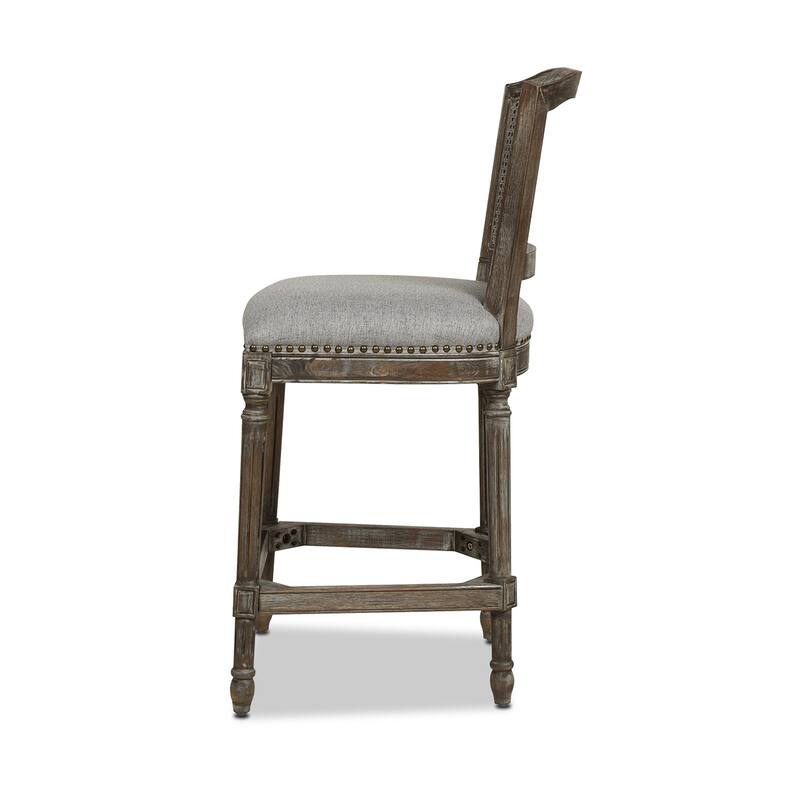 Triomphe 26.5" Oak and Rattan Armless Counter Stool