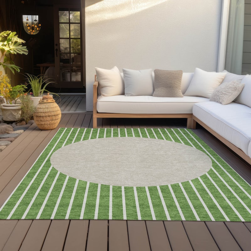 Machine Washable Indoor/ Outdoor Modern Sunrise Chantille Rug
