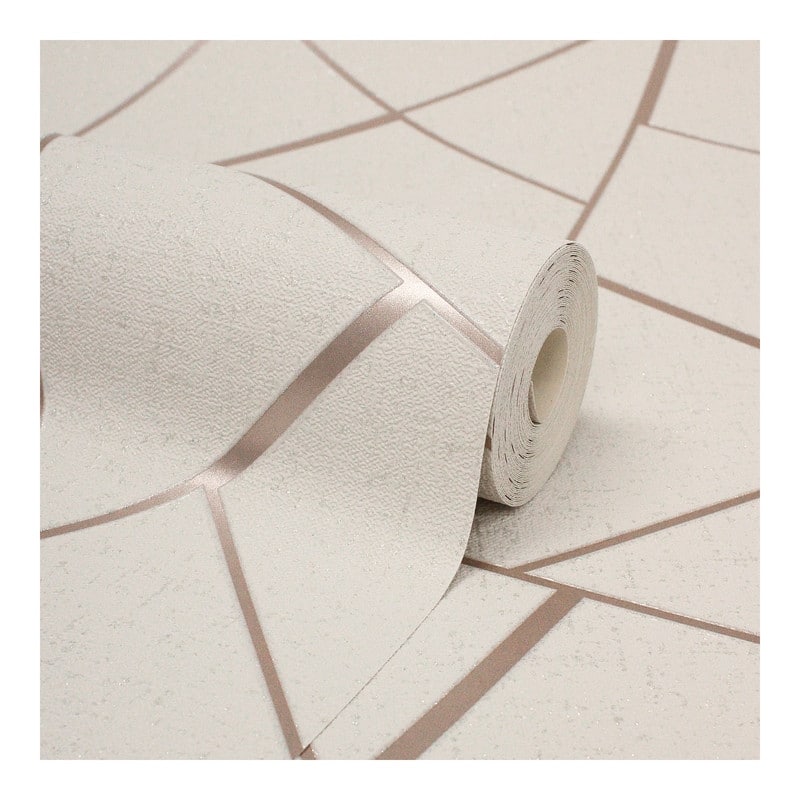 Fine Decor Quartz Rose Gold Fractal Wallpaper - 20.5 x 396 x 0.025