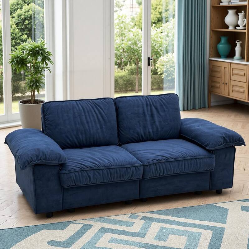 79" Loveseat Sofa Couch with Under-Seat Storage, Elegant 2-Seater Settee with Pillow Top Armrests for Living Room