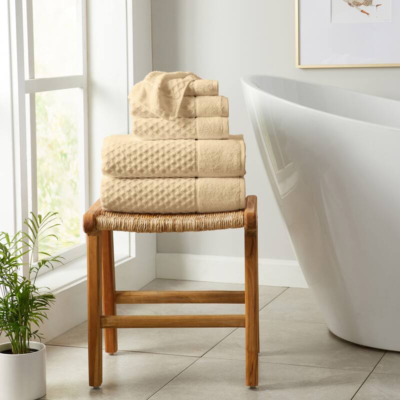 Linery & Co. Cotton Diamond Waffle Texture Bath Towels