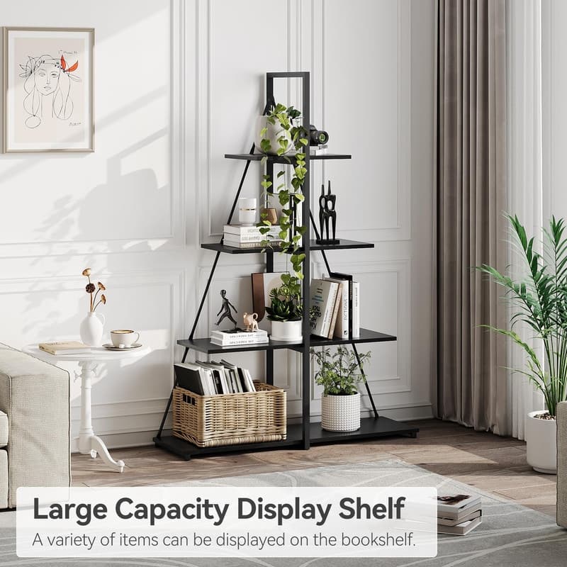 Boat Shaped 4-Tier Bookshelf Narrow Modern Bookcase