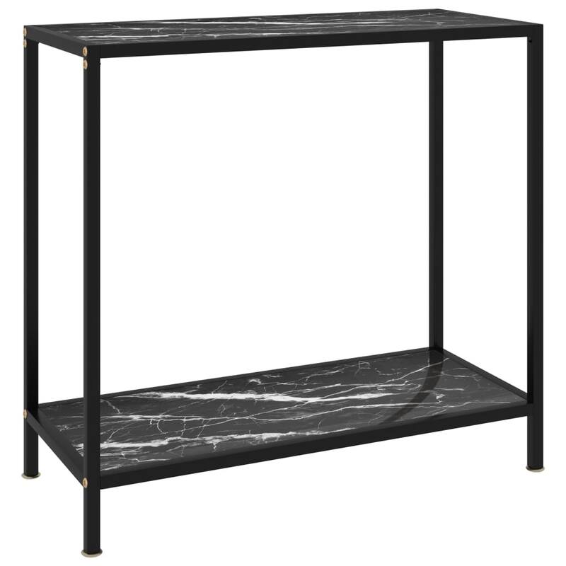 vidaXL Console Table Black 31.5"x13.8"x29.5" Tempered Glass - 31.5" x 13.8" x 29.5"