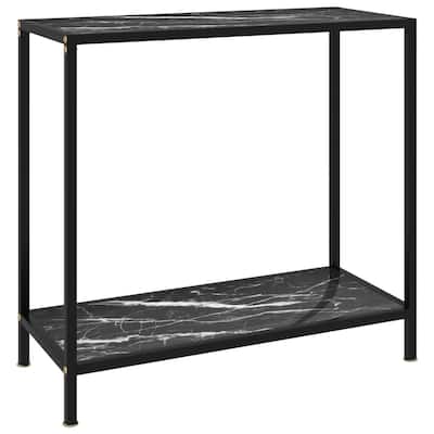 vidaXL Console Table Black 31.5"x13.8"x29.5" Tempered Glass - 31.5" x 13.8" x 29.5"