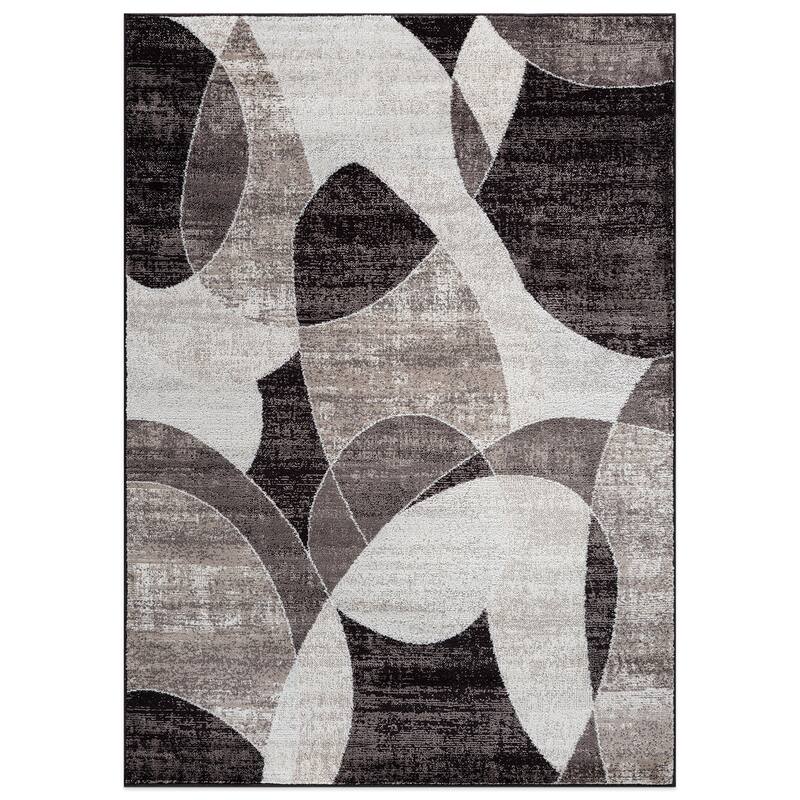 Contemporary Distressed Circle Area Rug