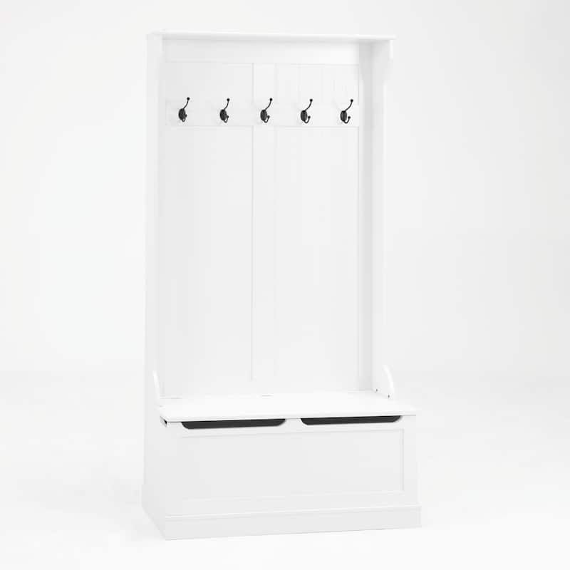 Entryway Bench with Standing Coat Rack, Hall Tree with Shoe Storage