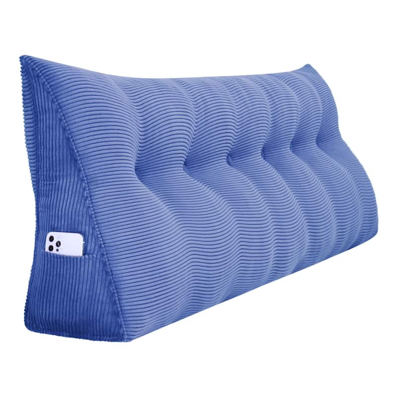 WOWMAX Large Reading Wedge Headboard Pillow for Bed Rest Back Support - California King - Polyester Denim
