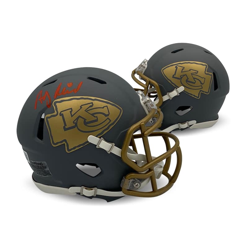 Andy Reid Autographed Kansas City Chiefs Signed Football Slate Mini Helmet Beckett COA - 8'6" x 11'6"