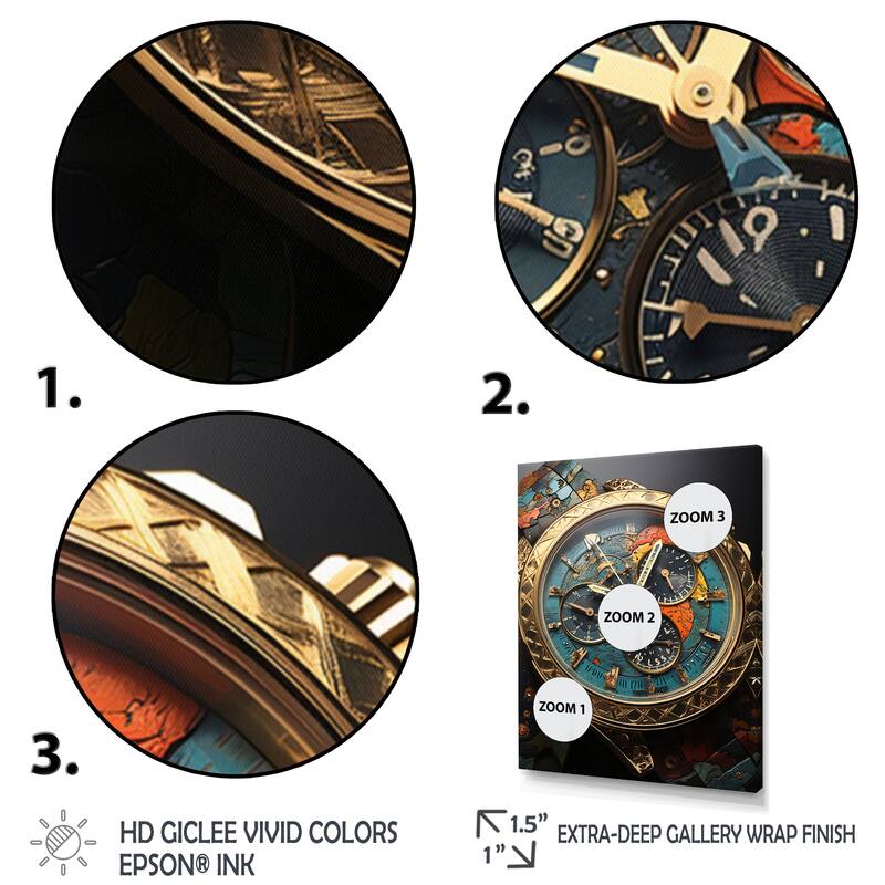 Designart "Luxury Watch Bronze Infinity III" Watches Framed Wall Art Living Room