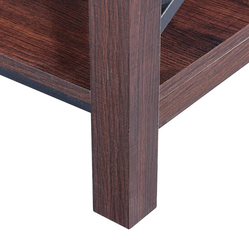 Ledel 39-inch Rustic Wood Coffee Table with Storage Shelf