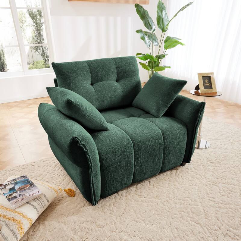 Roomfitters 47" Single Seater Modular Sofa, Ergonomic Deep Seat Chenille Armchair with Pillows