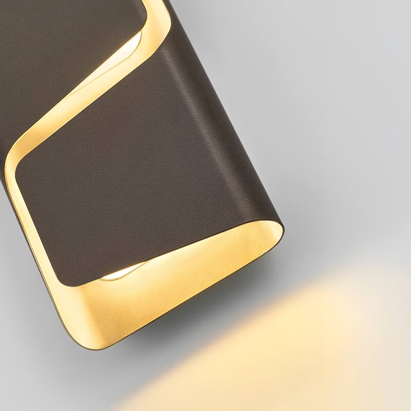 2-Pack Modern LED Outdoor Wall Sconce, 3CCT, IP44 Waterproof - 6.3'' W × 2.8'' D × 12'' H