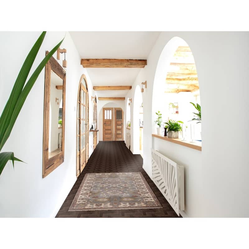 Gray Oushak Indian Accent Rug Hand-Knotted Wool Carpet - 3'1"x 5'4"