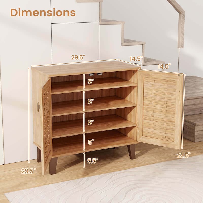 Costway 2-Door Shoe Cabinet with Ventilated Woven Doors & 3 Removable - See Details