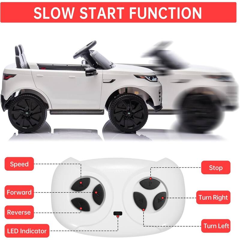 12V Kids Ride On Car,Licensed Land Rover Style, 4.5Ah Battery, 2 Motors, 3 Speed Modes, Safety Features