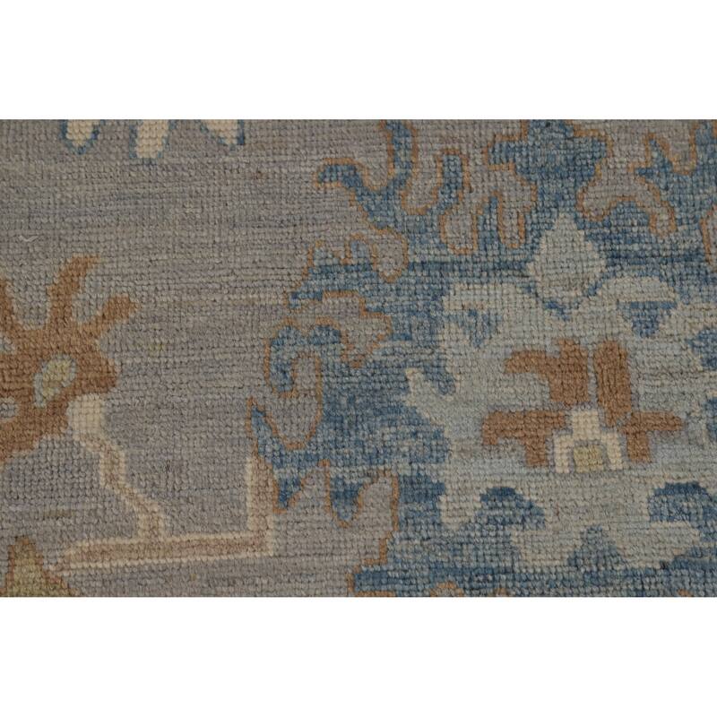 Hand Knotted Oriental 100% Wool Carpet Transitional All-Over Greys & Charcoal Oushak Area Rug - 12' 4'' X 9' 3''