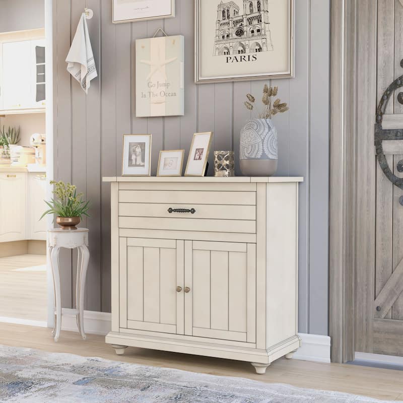 Cruize Transitional Antique White 32-inch Wood 2-Shelf Hallway Cabinet by Furniture of America - Antique White