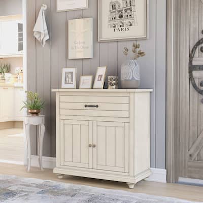 Cruize Transitional Antique White 32-inch Wood 2-Shelf Hallway Cabinet by Furniture of America