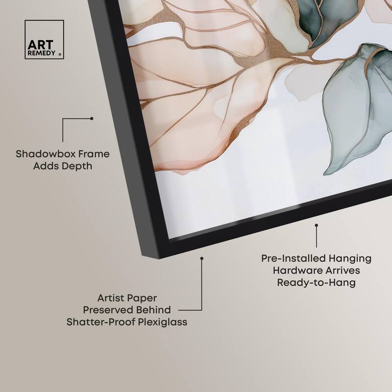 Golden Veined Leaves I Shadowbox by Art Remedy