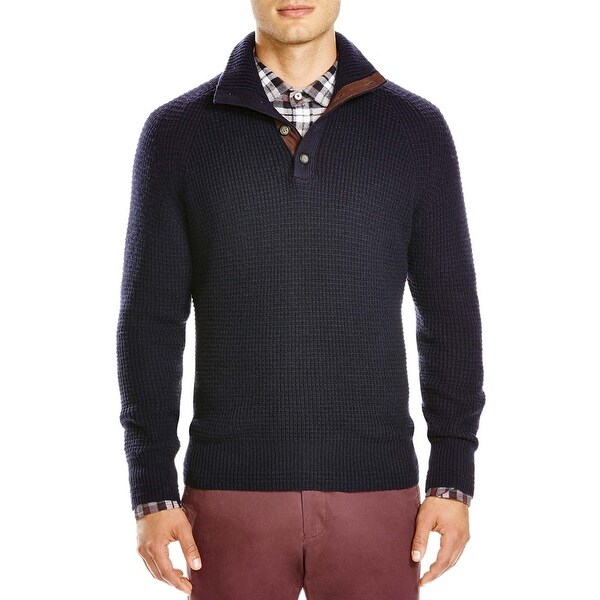 men's button mock neck sweater
