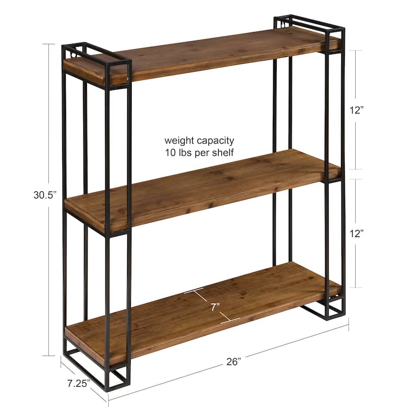 Kate and Laurel Lintz Wood and Metal Floating Wall Shelves - 26x30.5