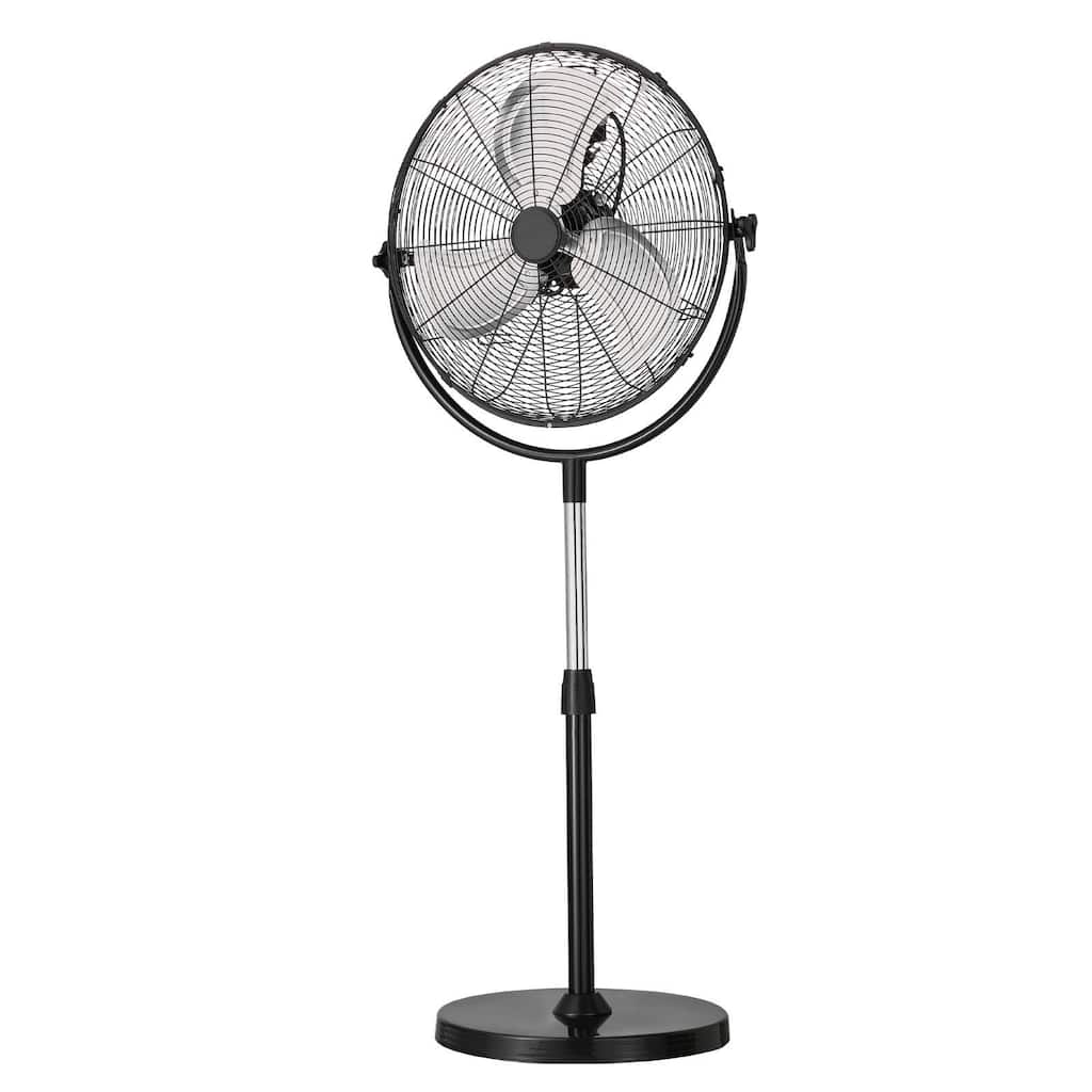 Black 65.62 ft Pedestal Fan with 3-Speed Adjustable Motor Air Delivery for Home and Office - 22.05” x 16.73” x 57.87”