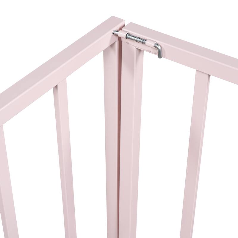 Queen Size Metal Floor Bed Frame with Fence & Door