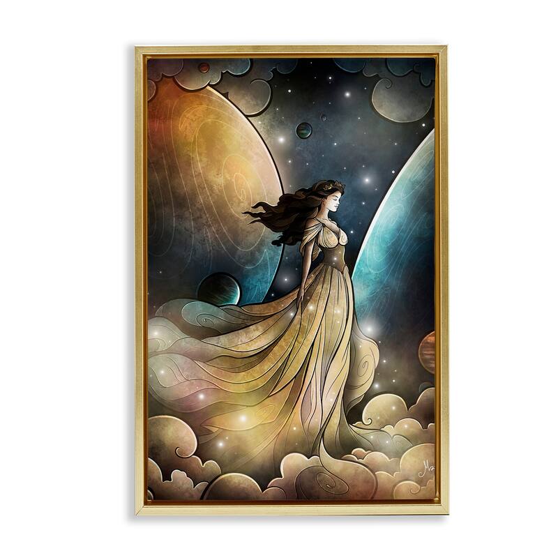 Stupell Heir of Heaven Portrait Framed Floater Canvas Wall Art Design By Mandie Manzano - 21 x 31 - Gold
