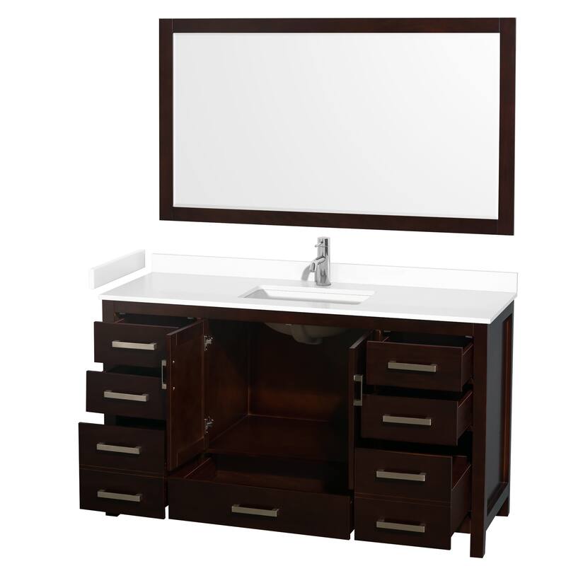 Sheffield Bathroom Vanity Set, Cultured Top, 58-Inch Mirror