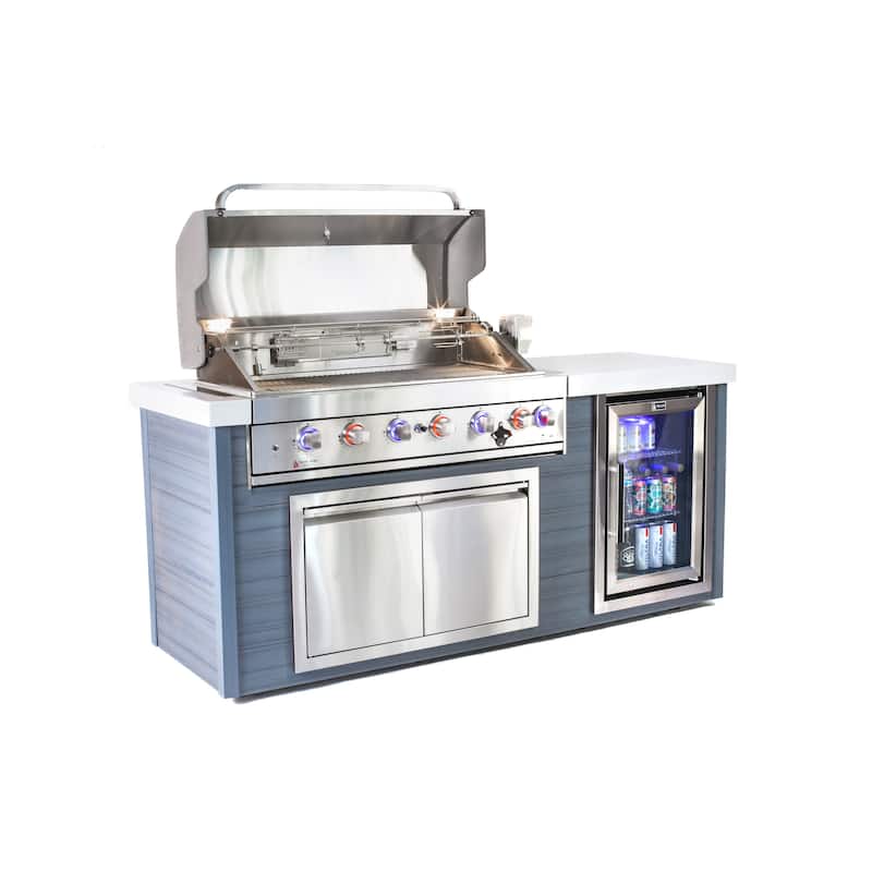 Mont Alpi MA805-AW Artwood Polyethylene Frame 6-burner 44-inch Stainless Steel Outdoor Kitchen Island Grill + Refrigerator - N/A