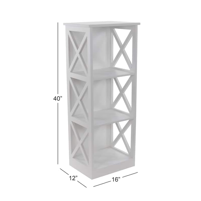Wooden 4 Shelf Shelving Unit - White - Roche River Decor - 12"W x 16"L x 40"H