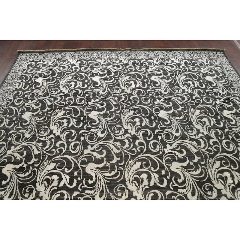Wool/ Silk Vegetable Dye Floral Versace Oriental Area Rug Handmade - 8'11" x 12'2"