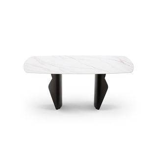 Modern Brilliant Sintered Stone Dining Table with Carbon Steel Base ...
