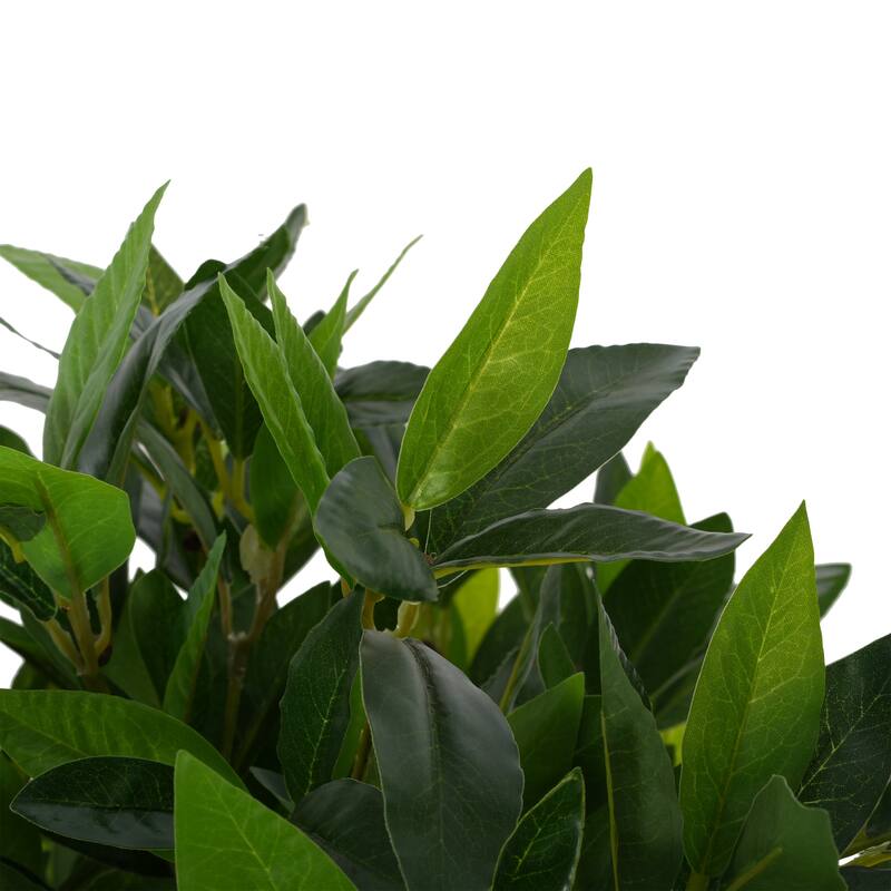 Roomfitters 49'' Artificial Topiary Bay Tree Ball Set of 2, Faux Indoor Decorative Plants with Black Plastic Pots for Home Décor