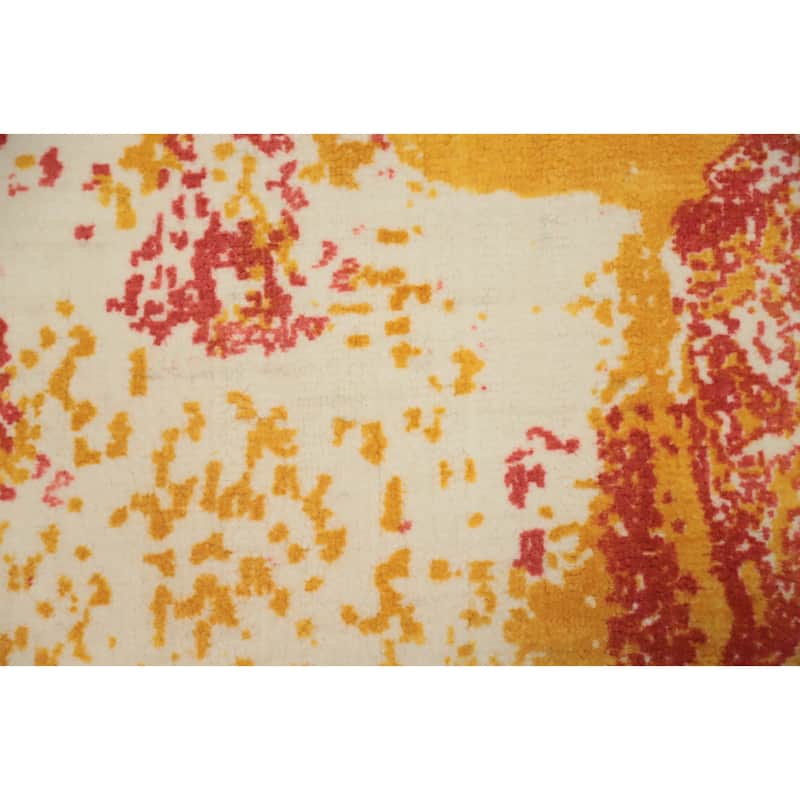 Hand Knotted Oriental Viscose Silk Carpet Modern All-Over Oranges & Rust Abstract Area Rug - 5' 9'' X 4' 0''