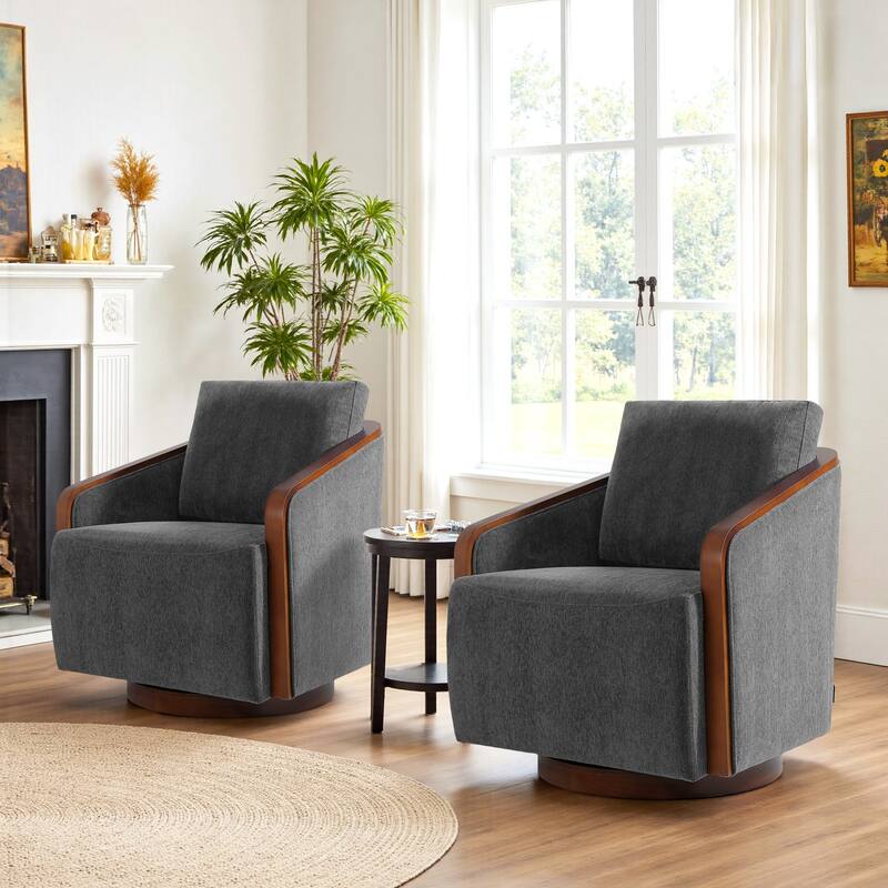 Modern Upholstered Swivel Accent Chair Set of 2