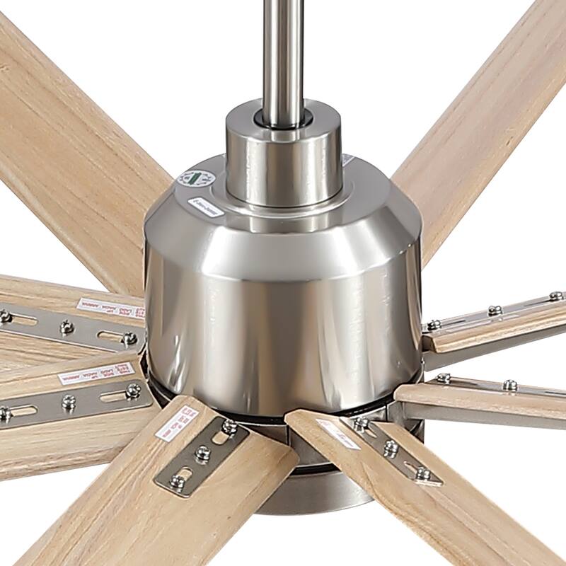 YUHAO 84 In. Indoor/Outdoor Modern Industrial Large Windmill Aluminum Blade Ceiling Fans With Lights, Quiet DC Motor and Remote