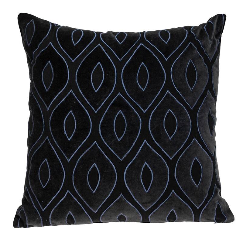 Embroidered Abstract Square Throw Pillow - 22" - Black and Blue