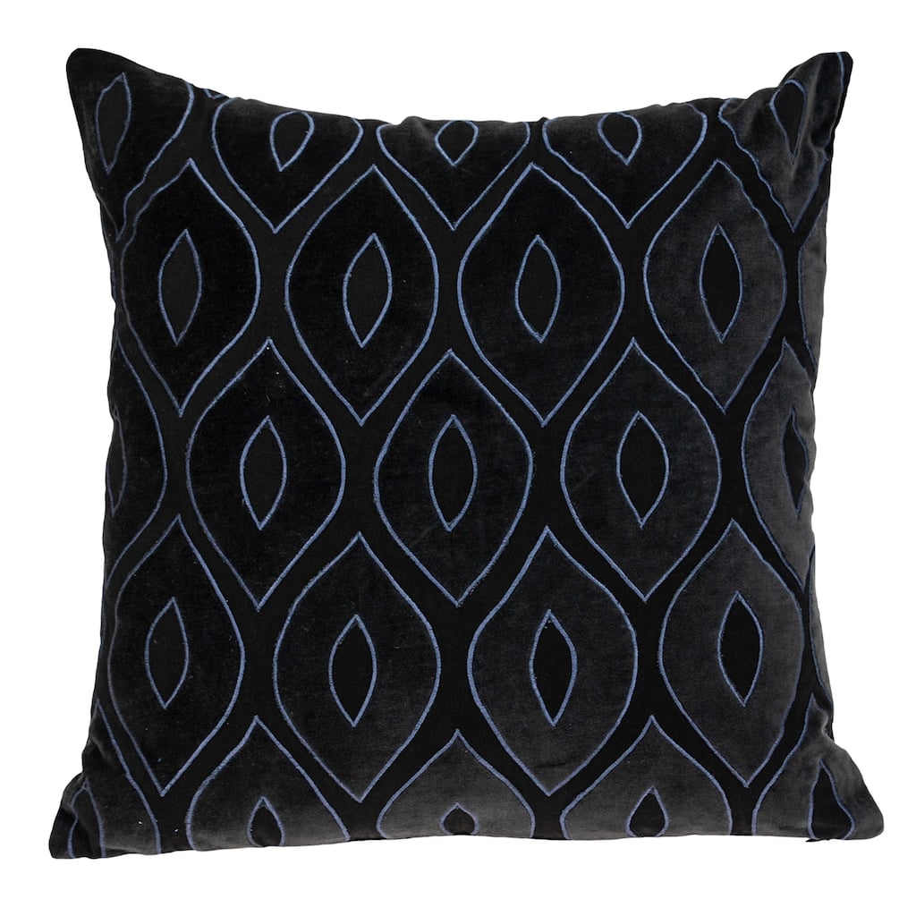 Embroidered Abstract Square Throw Pillow - 22" - Black and Blue