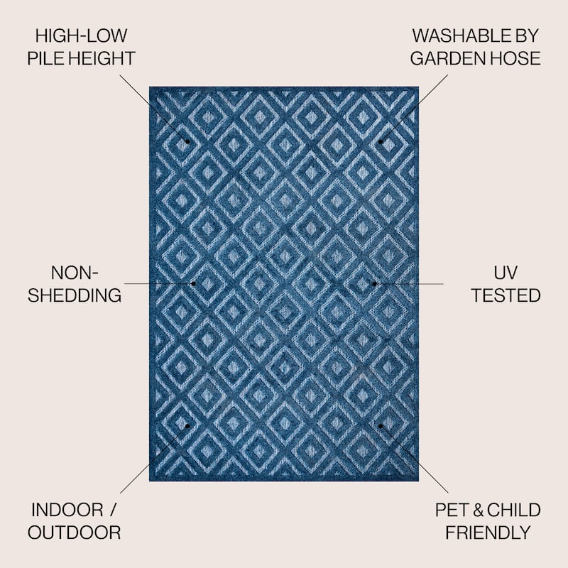 JONATHAN Y Ankara Neutral Diamond Trellis Indoor/Outdoor Area Rug