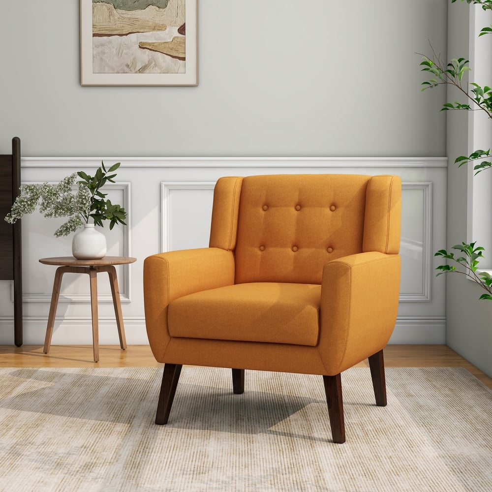 27" Wide Tufted Armchair with Solid Wood Legs