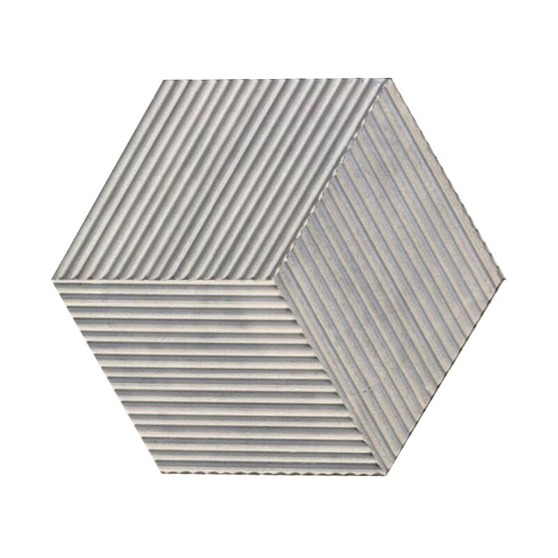 Roomfitters Hexagon Marble Tile for Wall, 3D Fluted OL Textured Natural Stone, Genuine Marble, 12-Piece Box, Carrara Gray