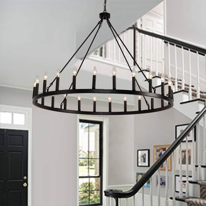 Wagon Wheel Chandelier 24 Light 48-Inch, Extra Large Modern Chandelier - 48IN