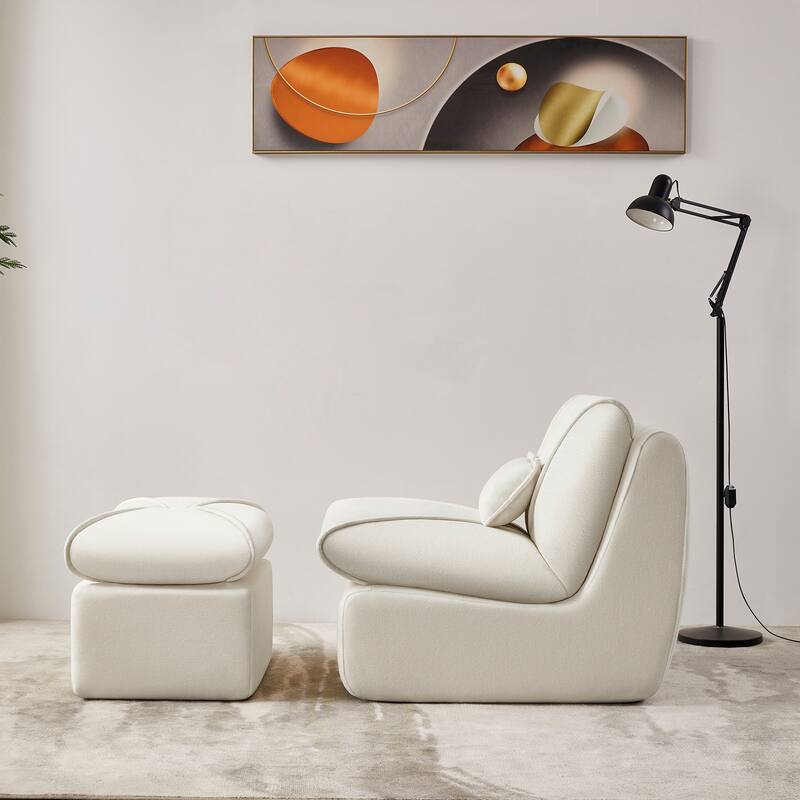 Modern Compressed Lounge Chair with Ottoman, Ideal for Small Spaces and Comfortable Seating