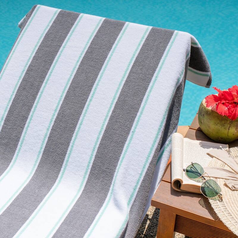 Aston & Arden Oversized Pinstriped Resort Beach Towel - 35x70