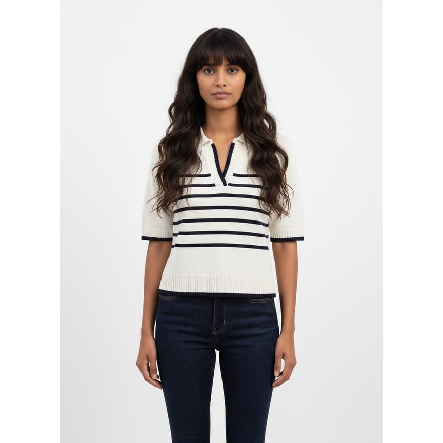 Nanette Lepore Women's Striped Knit Polo Top