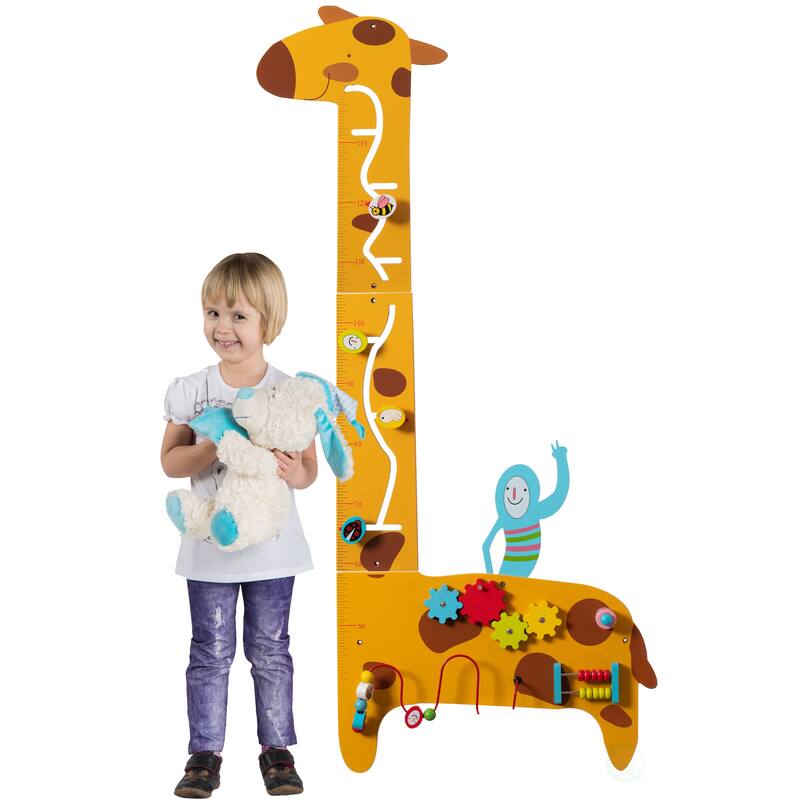 Wooden Giraffe Sensory Wall Game, Activity Toy Growth Chart for Playroom, Nursery, Preschool, and Doctors' Office