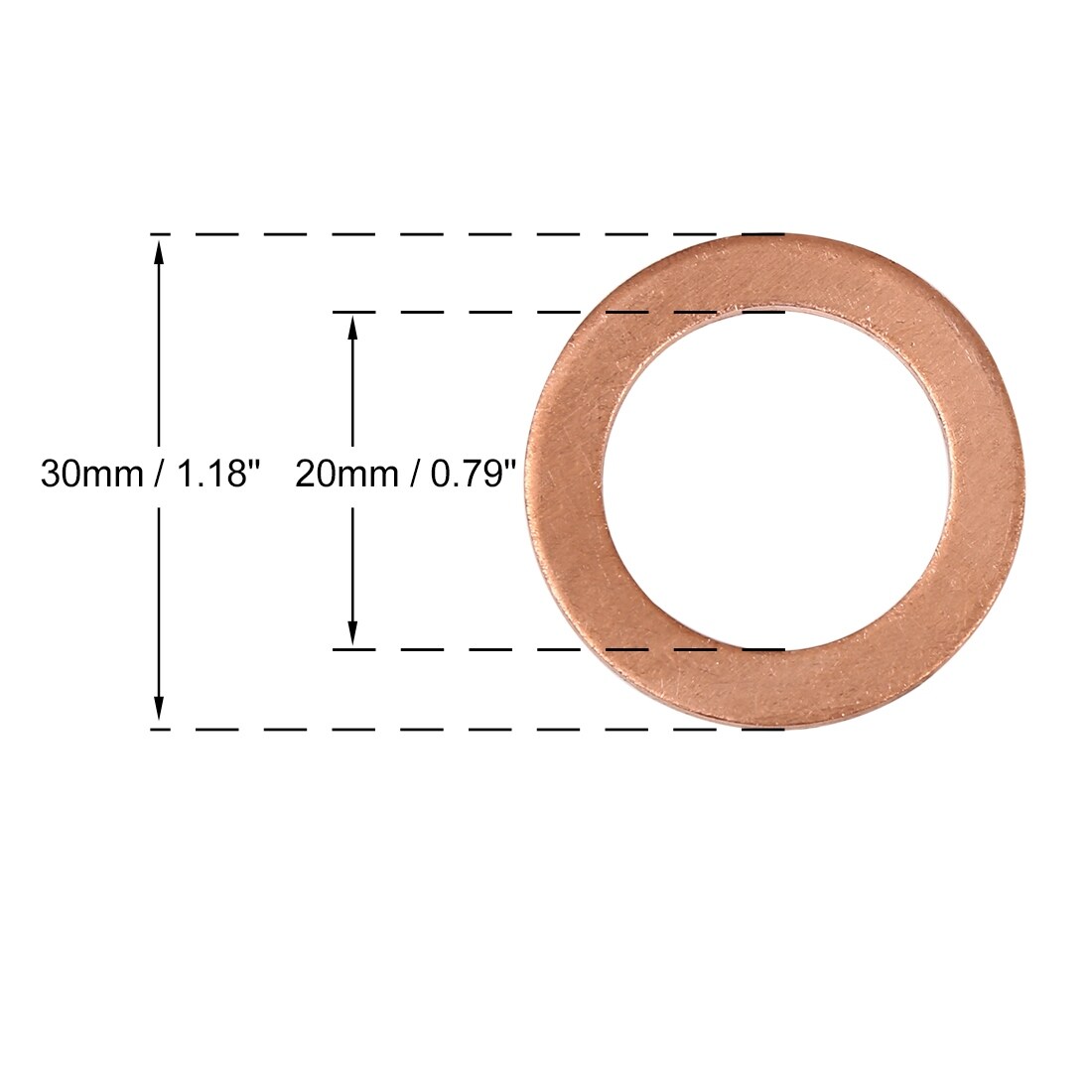 20Pcs Flat Copper Washer 17 mm x 30 mm x 2 mm for Screw Bolt