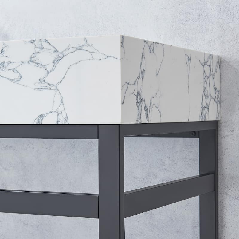 Ecija Bath Vanity, Metal Support with Composite Stone Top, no Mirror